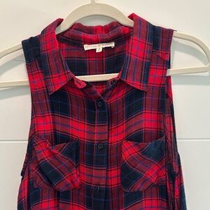 Peyton Jensen Red and Blue Plaid Sleeveless flannel shirt